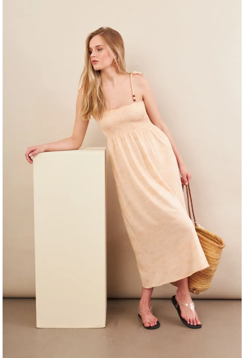 Kadın Vanilya Gipeli Midi Plaj Elbisesi OR501