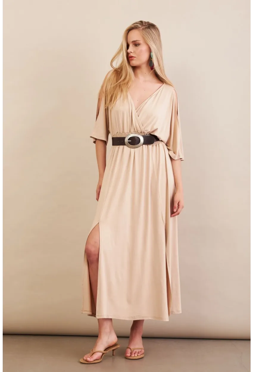 Kadın Vanilya Kol Pencereli Midi Elbise MP500