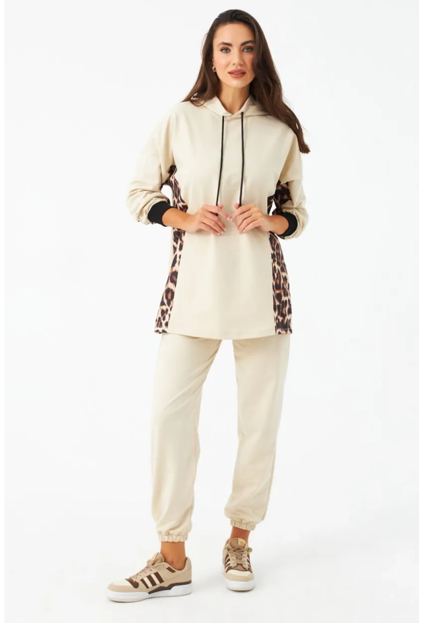 Kadın Vanilya Leopar Desenli Alt Üst Takım MPC301