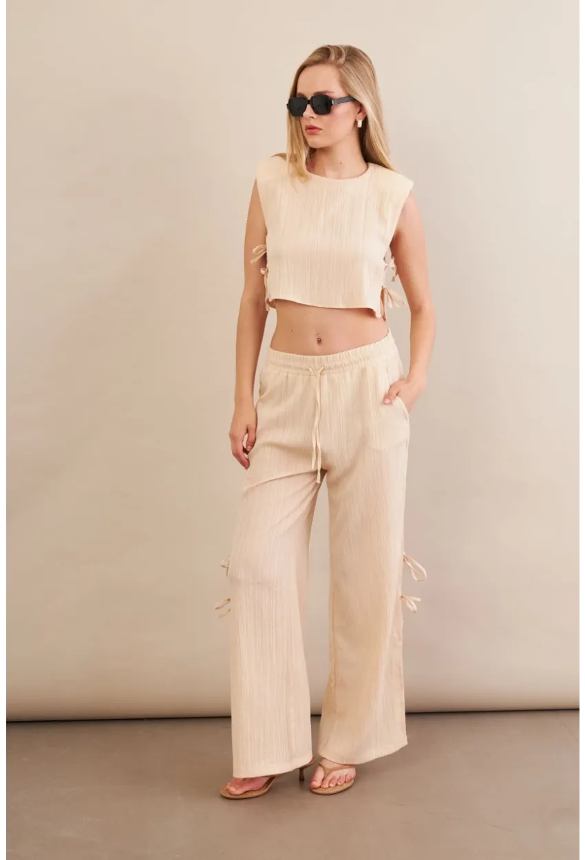 Kadın Vanilya Omuzları Vatkalı Alt Üst Takım KED002