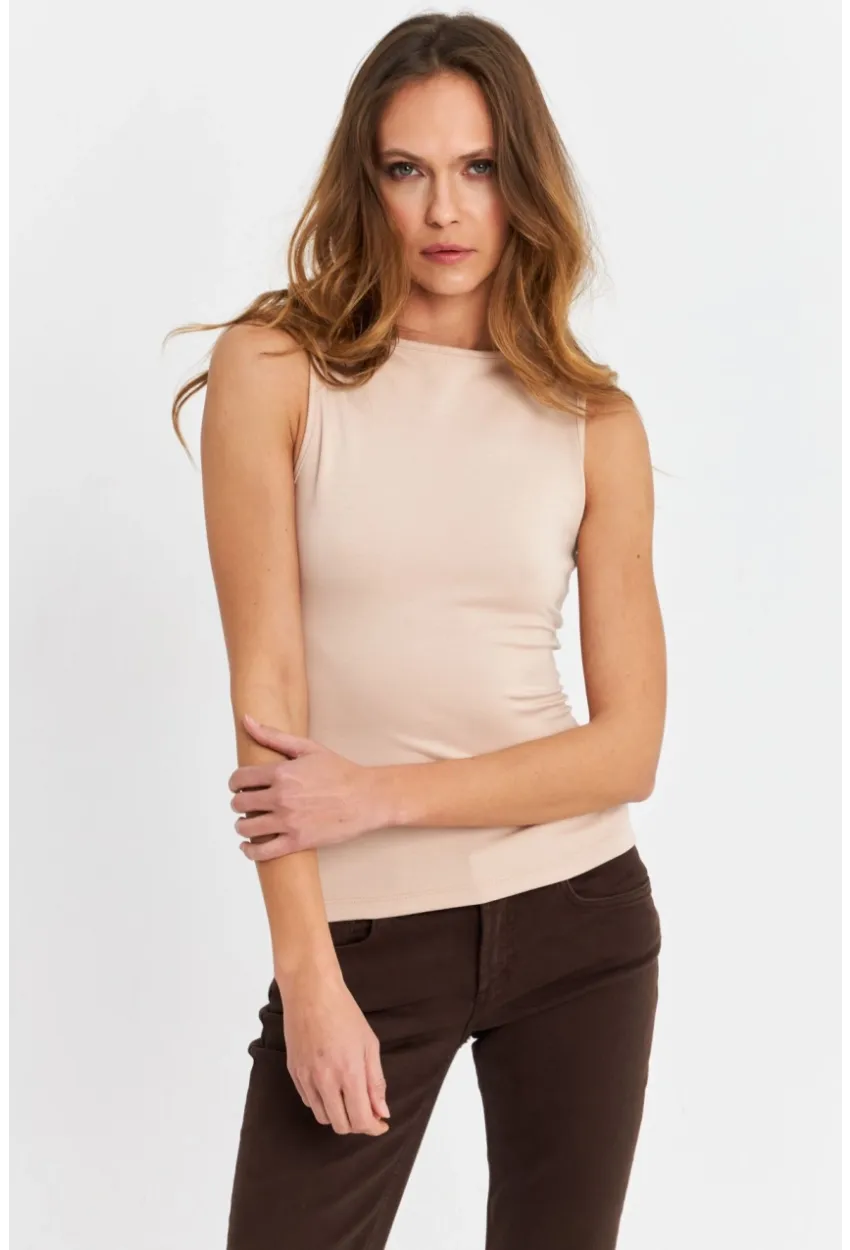 Kadın Vanilya Sırt Dekolteli Bluz TF71