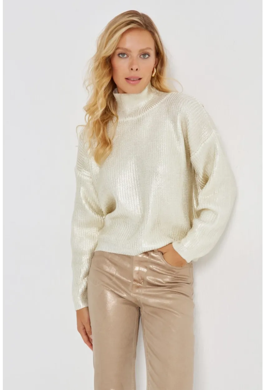 Kadın Vanilya Varakli Triko Bluz SF2530