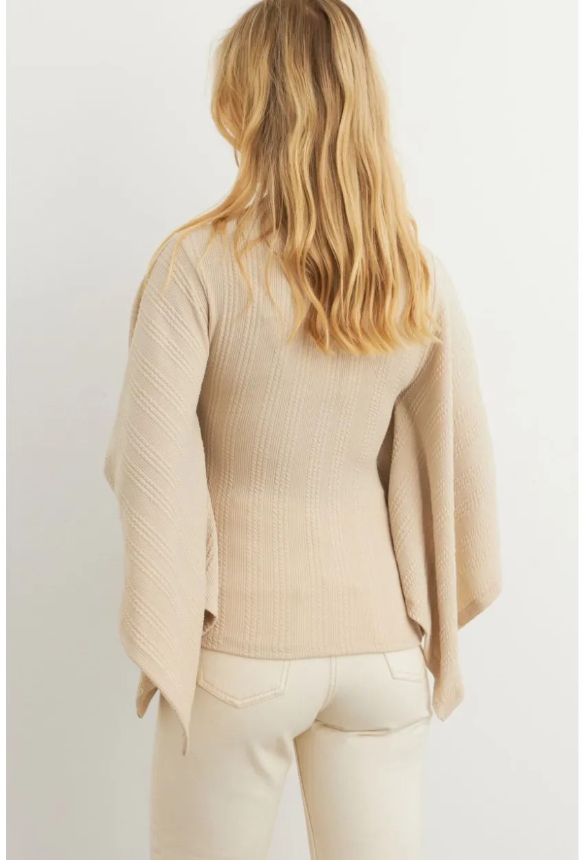 Kadın Vanilya Yarasa Kol Balıkçı Bluz MTF32