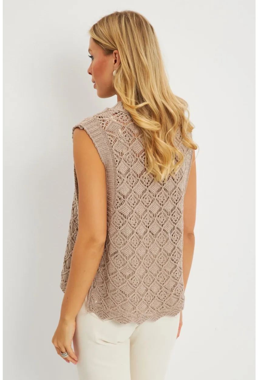 Kadın Vizon Yanları Bağlamalı Ajurlu Süveter YV226