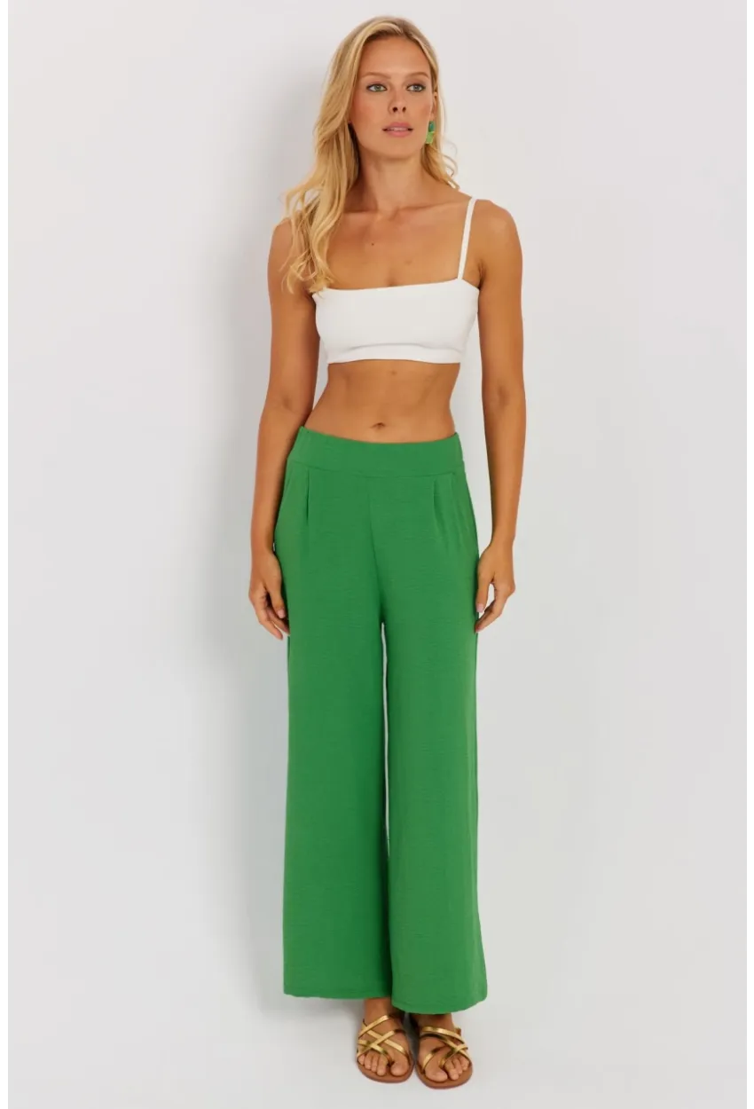 Kadın Yeşil Beli Lastikli Pantolon J23434