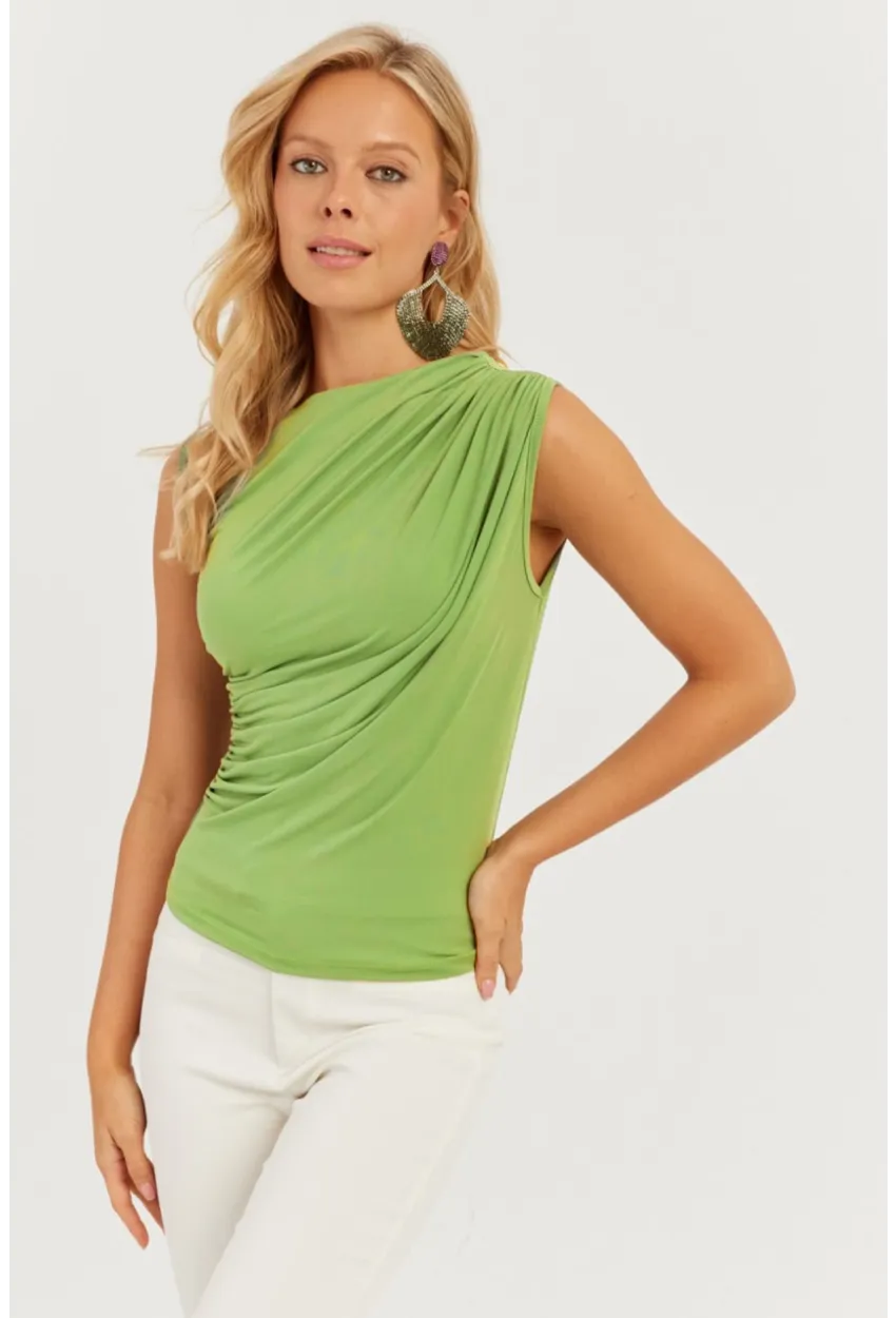 Kadın Yeşil Büzgülü Bluz YZ625