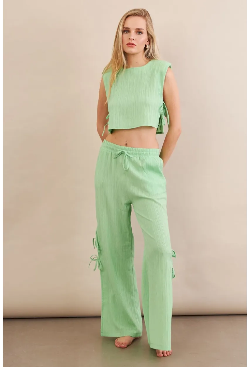 Kadın Yeşil Omuzları Vatkalı Alt Üst Takım KED002