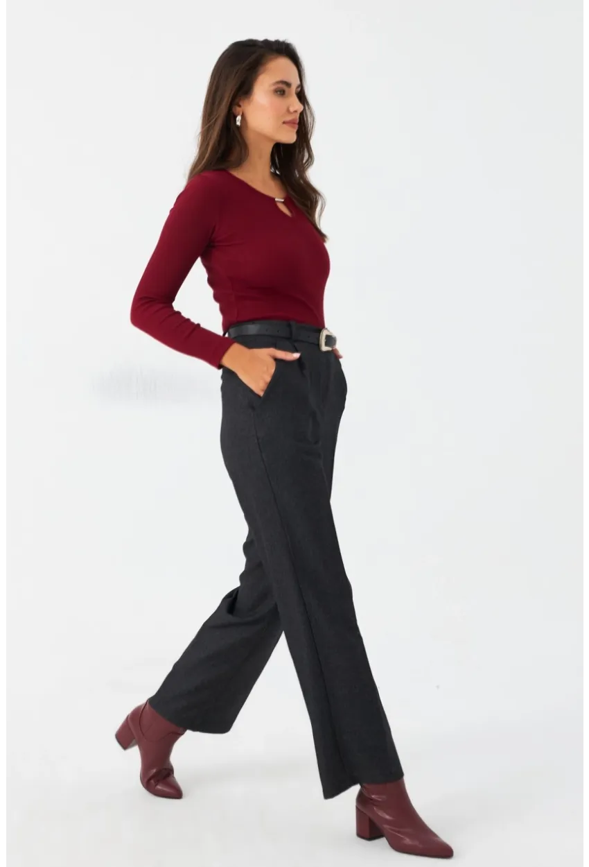 Kadın Antrasit Beli Lastikli Pantolon ELA6782