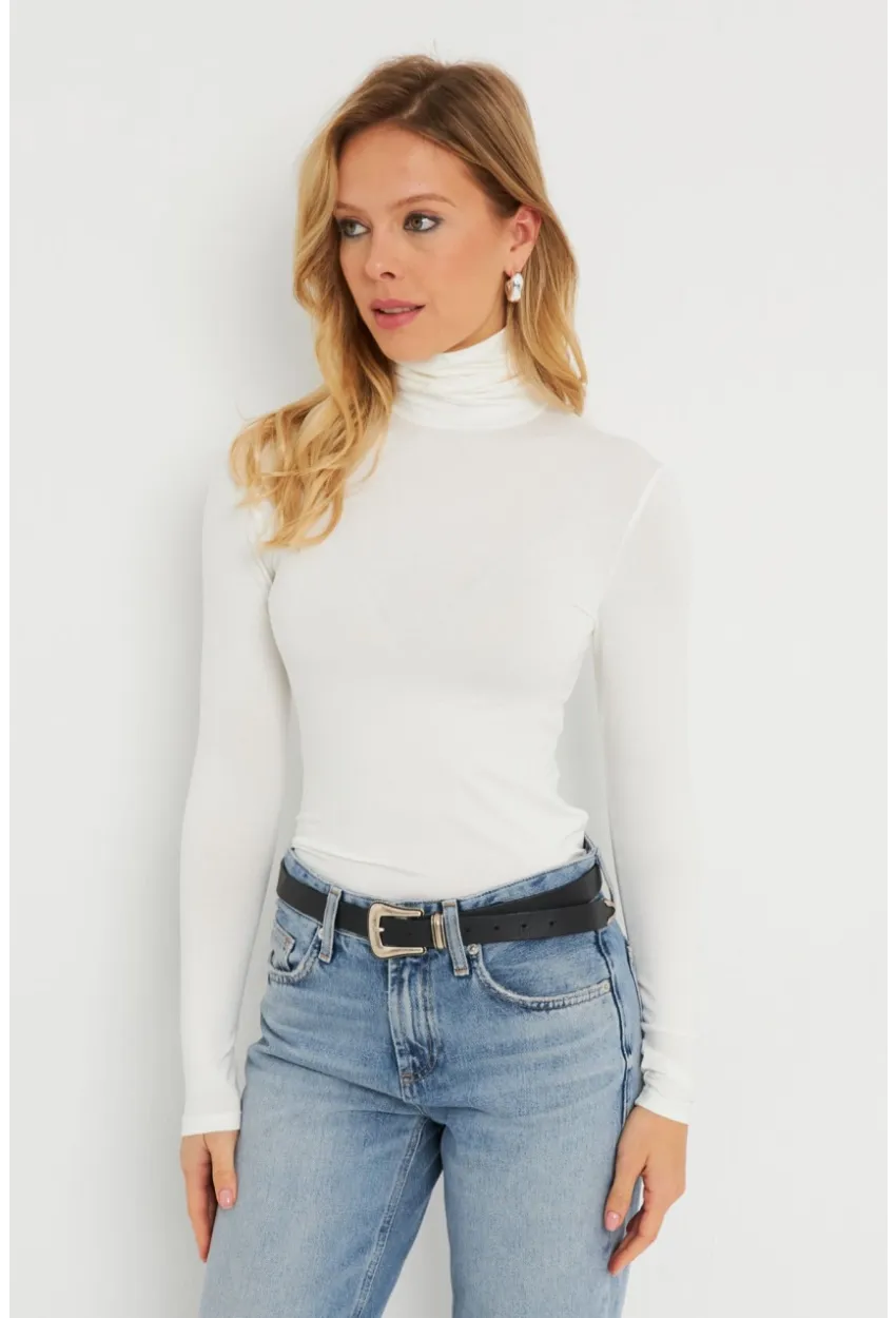 Kadın Balıkçı Bluz Beyaz AYD290