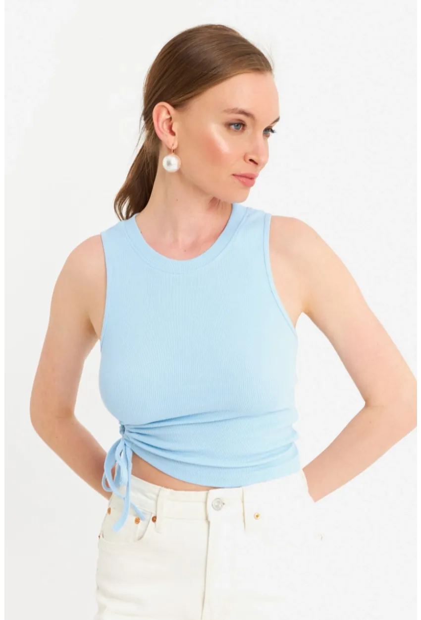 Kadın Bebe Mavi Yanı Büzülebilir Basic Bluz RSP329