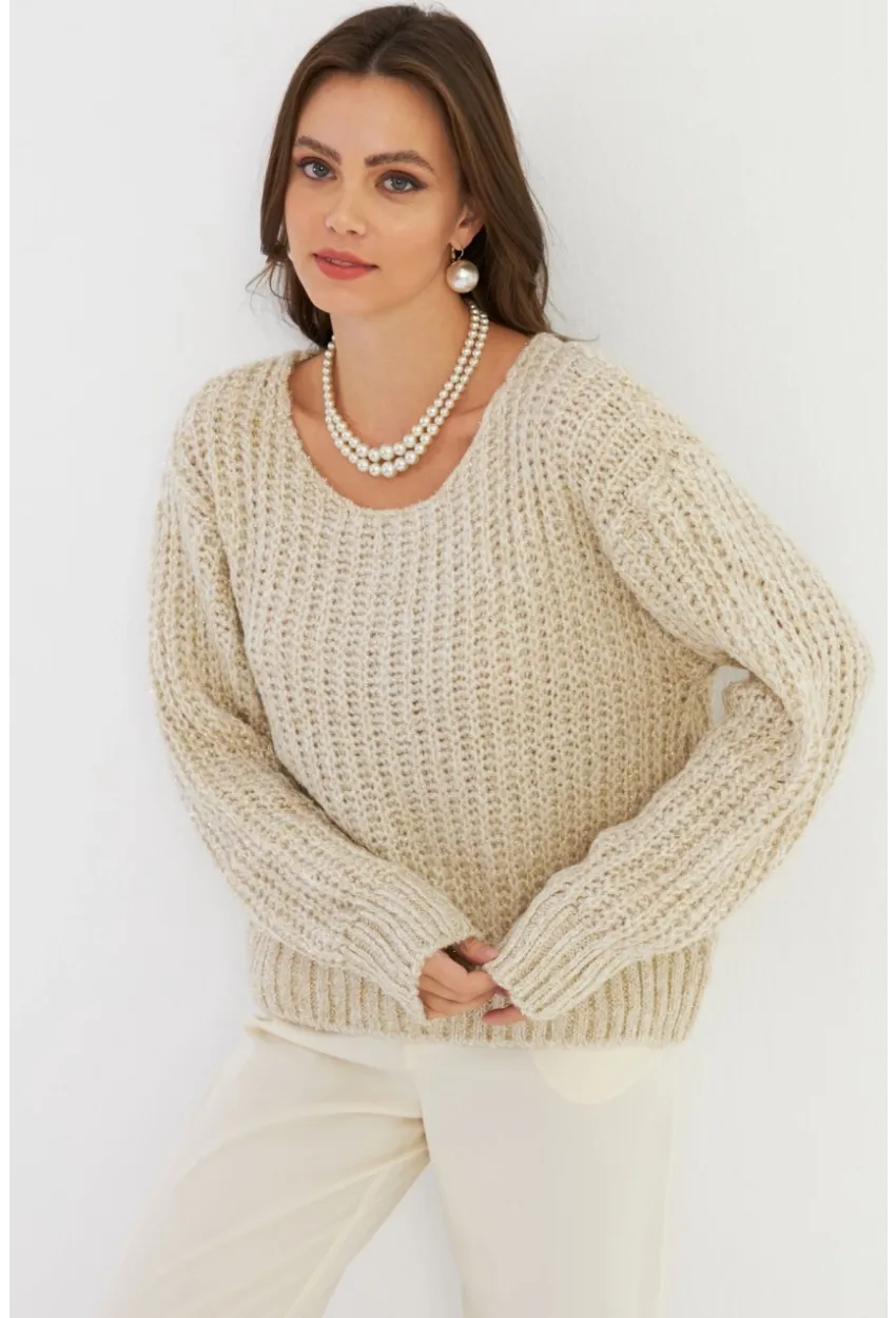 Kadın Bej Parlak Kazak KAZ25