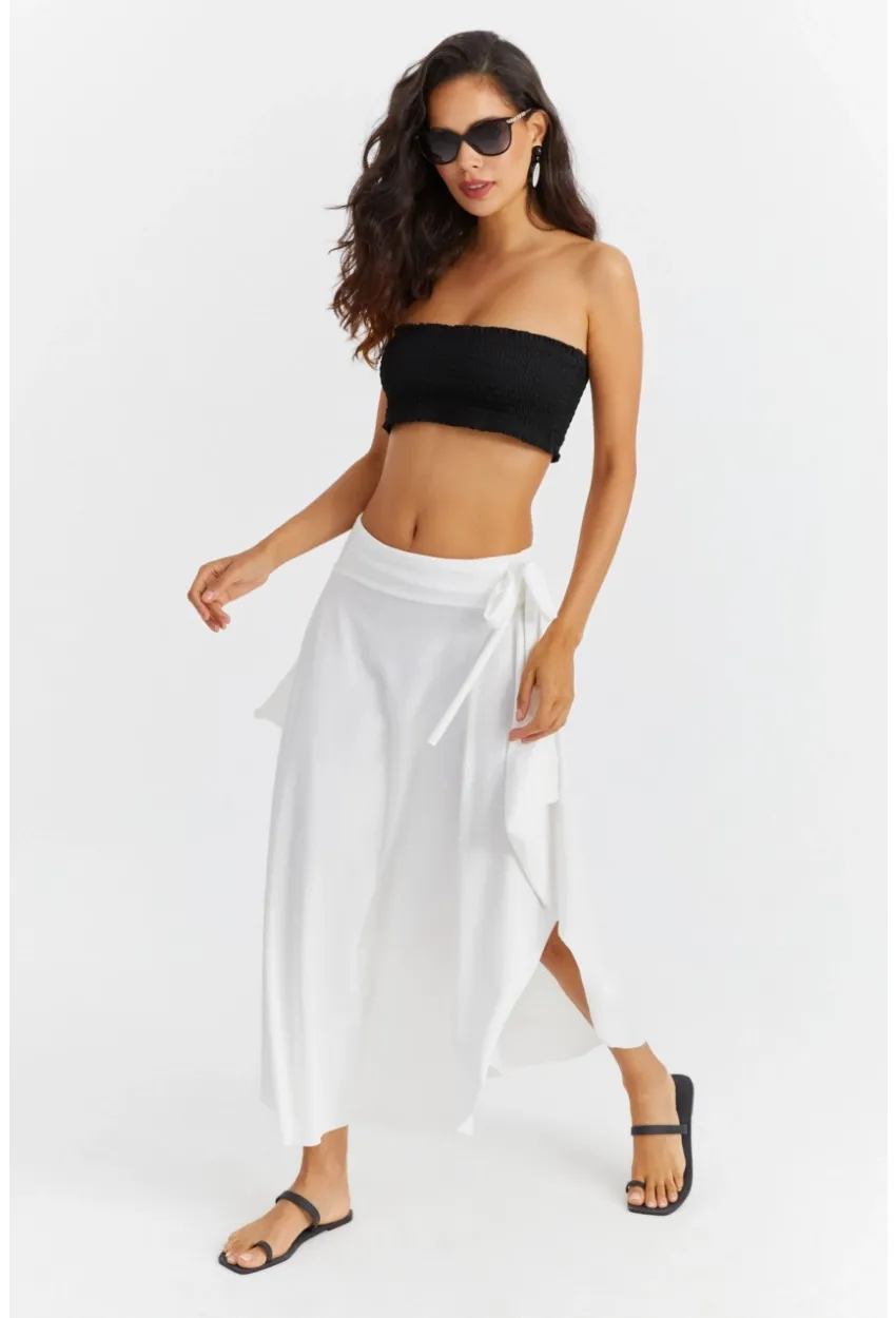 Kadın Beyaz Asımetrık Etek LV52