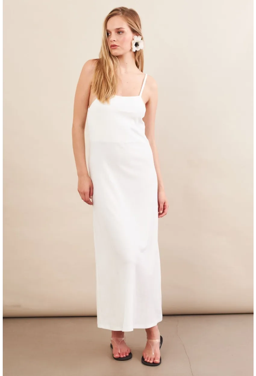 Kadın Beyaz Askılı Midi Elbise FLU7314