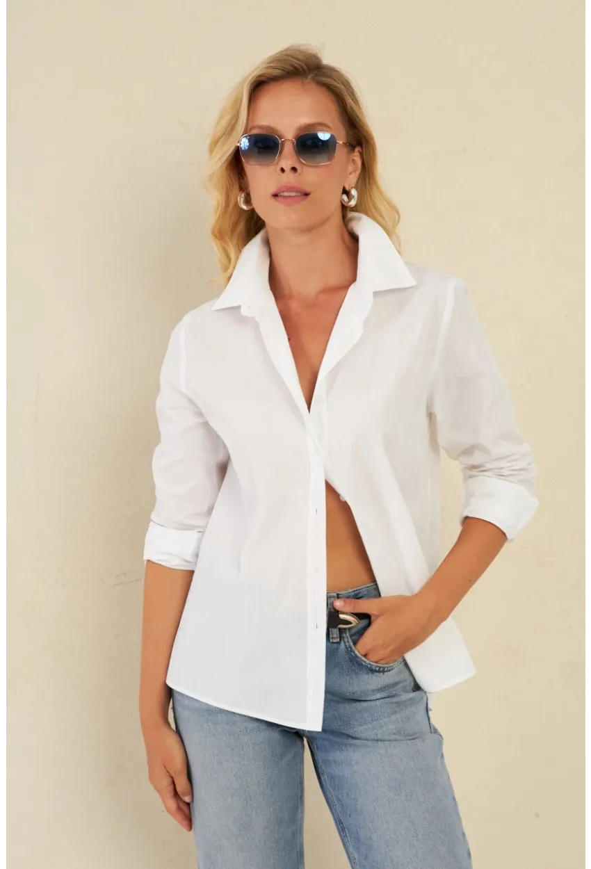 Kadın Beyaz Basic Gömlek ZER411