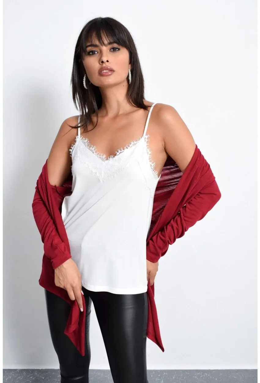 Kadın Beyaz Dantelli Atlet LPP5008