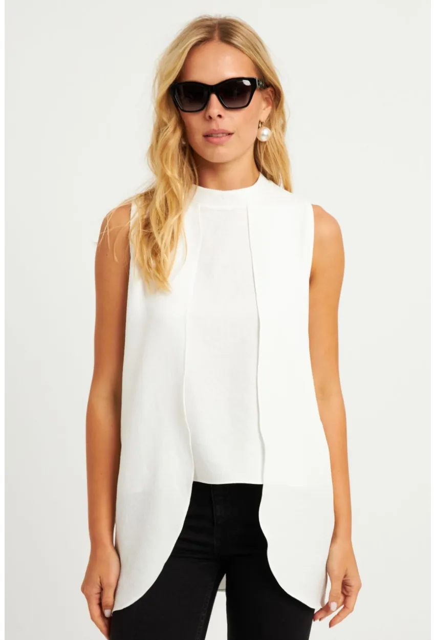 Kadın Beyaz Dokuma Bluz ZER406