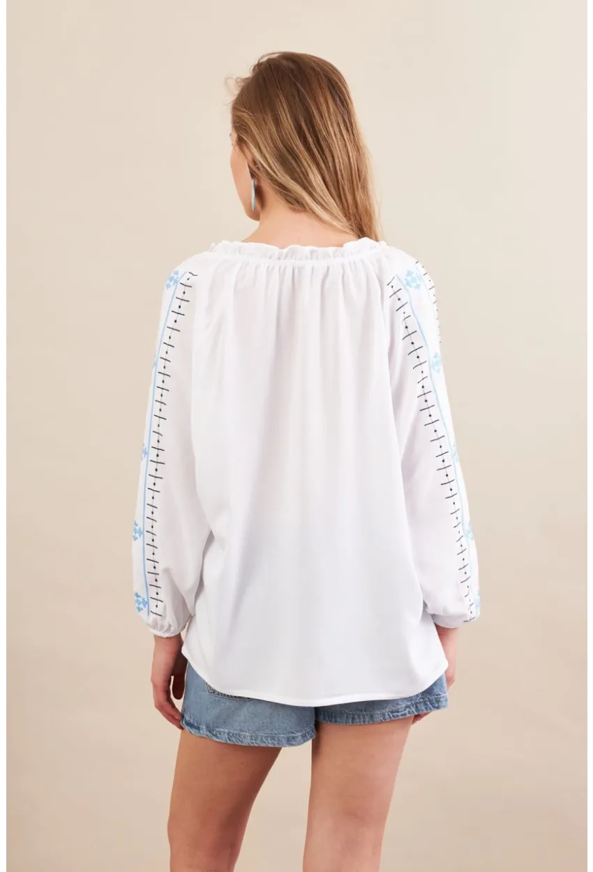 Kadın Beyaz Nakışlı Bluz MPC1344