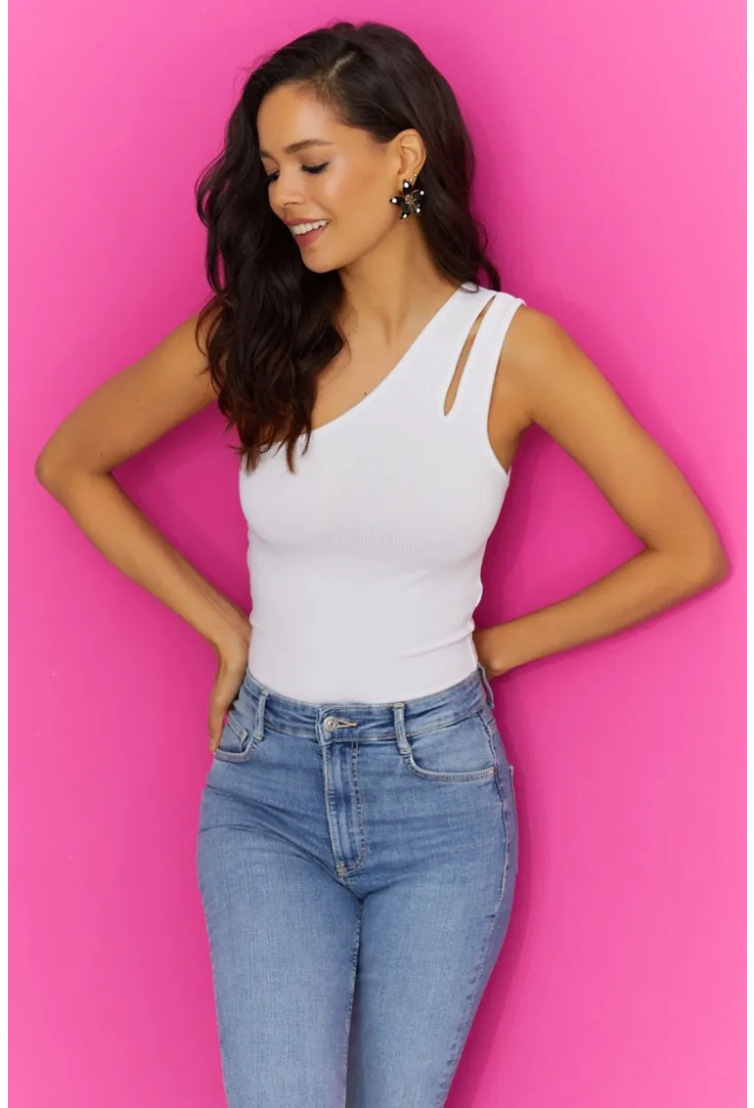 Kadın Beyaz Tek Omuz Body TH1056