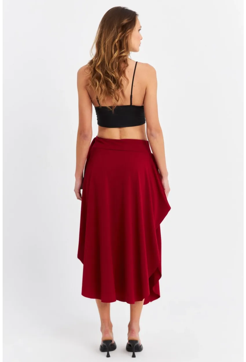 Kadın Bordo Asimetrık Etek LV52 LV52