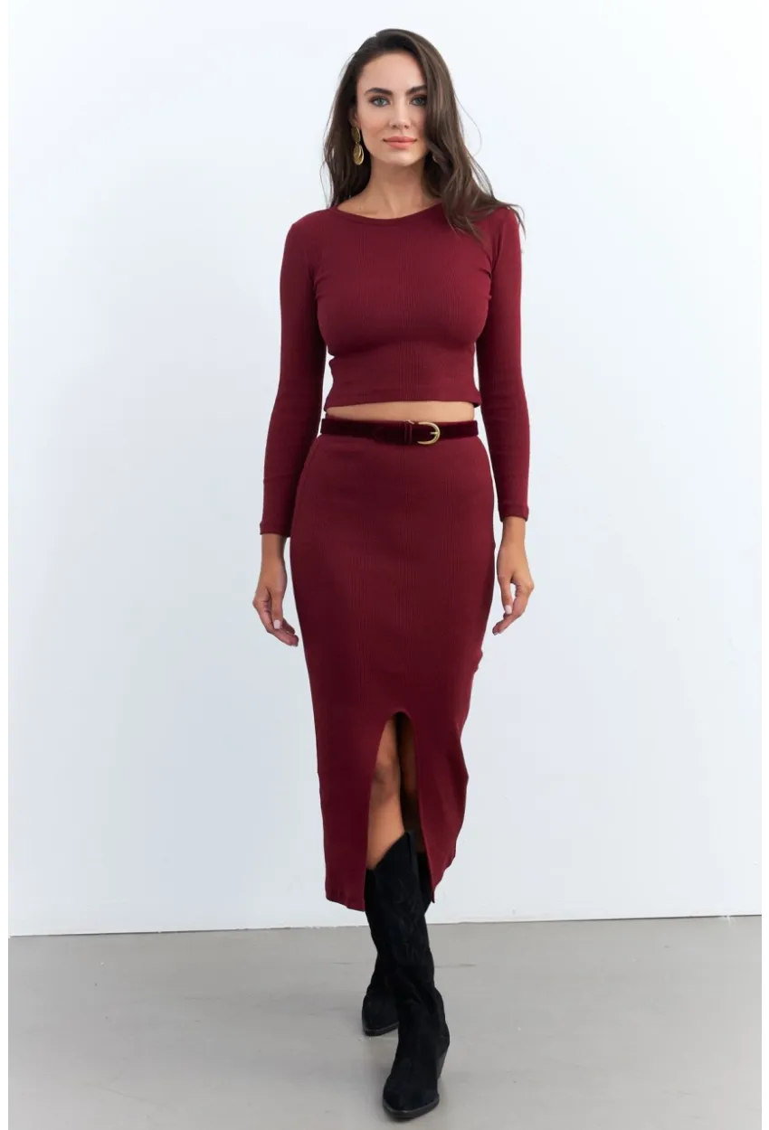 Kadın Bordo Basic Kaşkorse Alt- Üst Takım XL2042