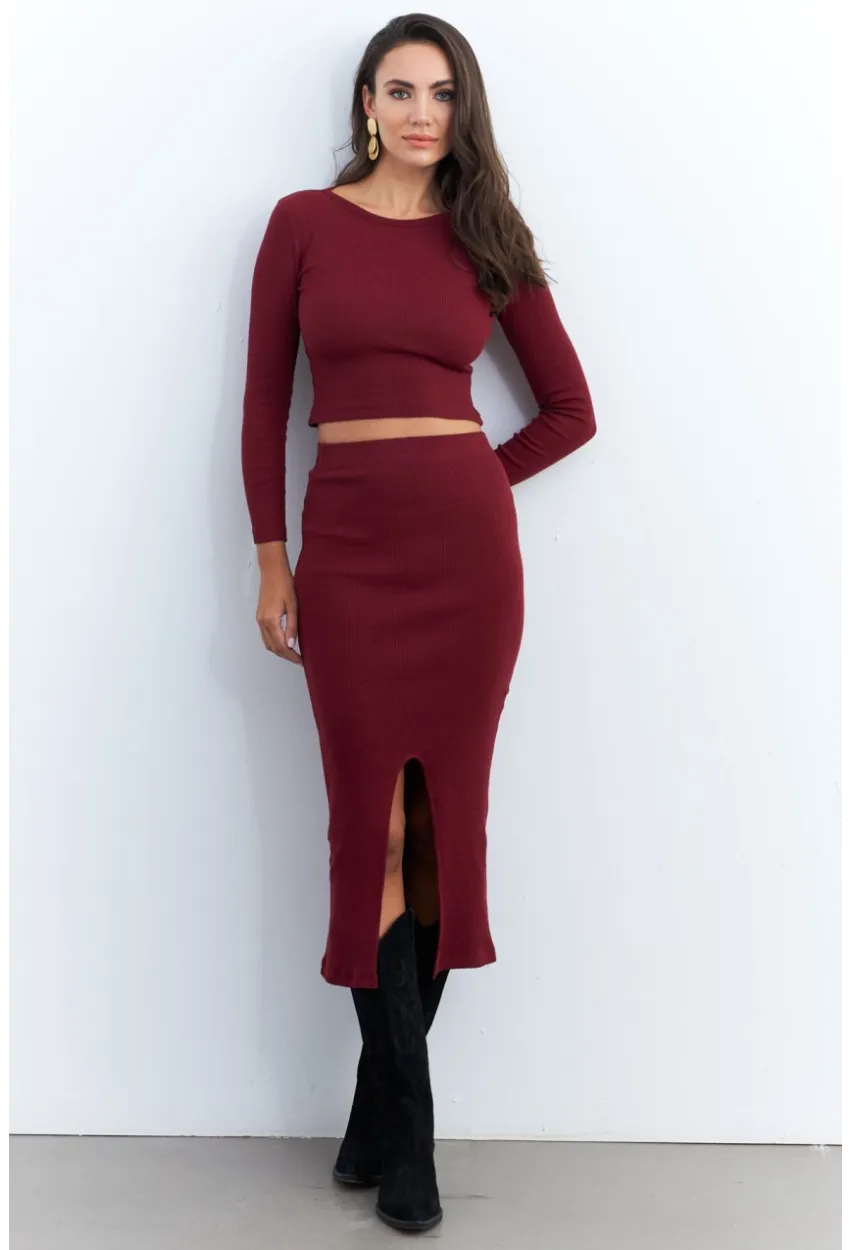Kadın Bordo Basic Kaşkorse Alt- Üst Takım XL2042