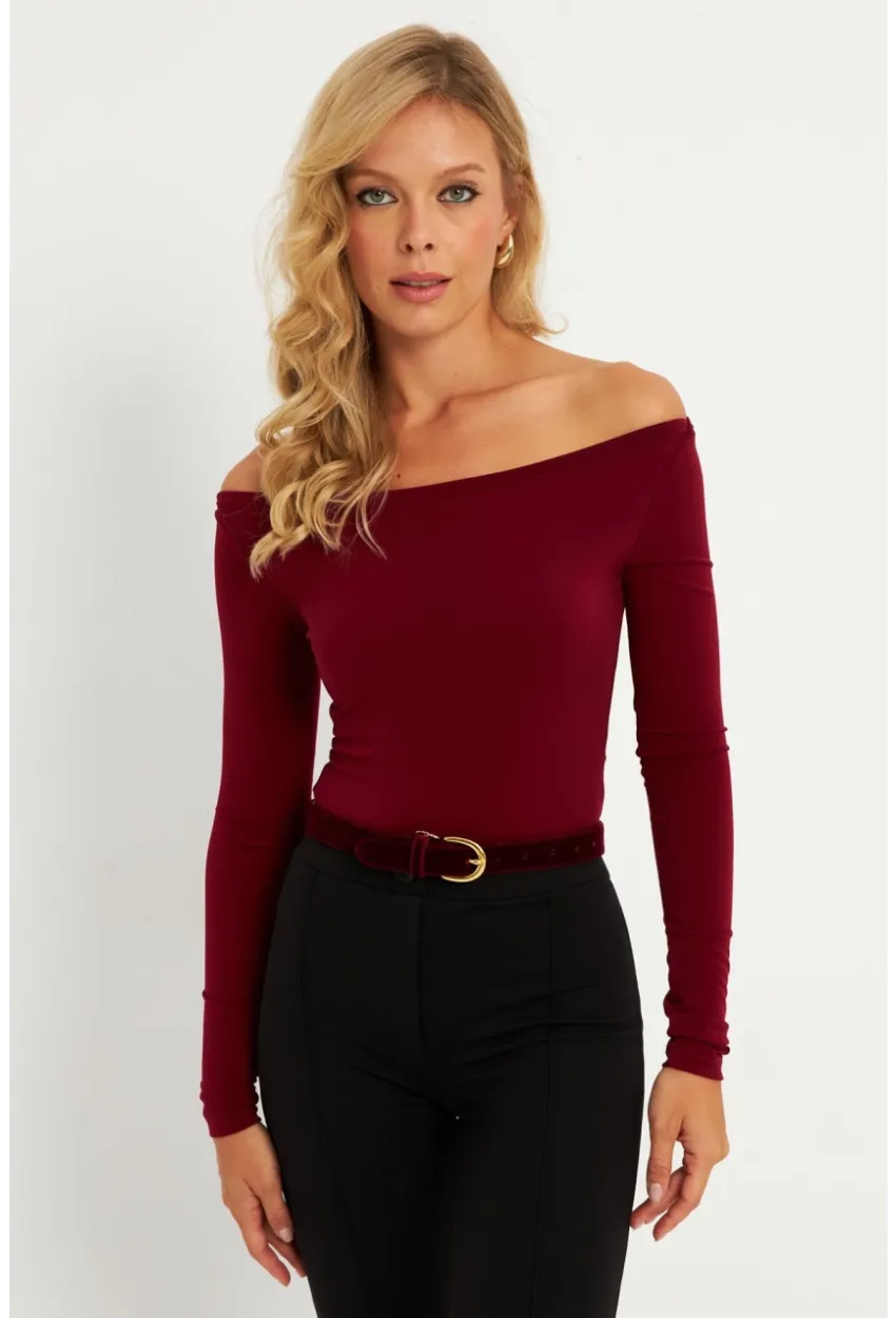 Kadın Bordo Bluz HOR13