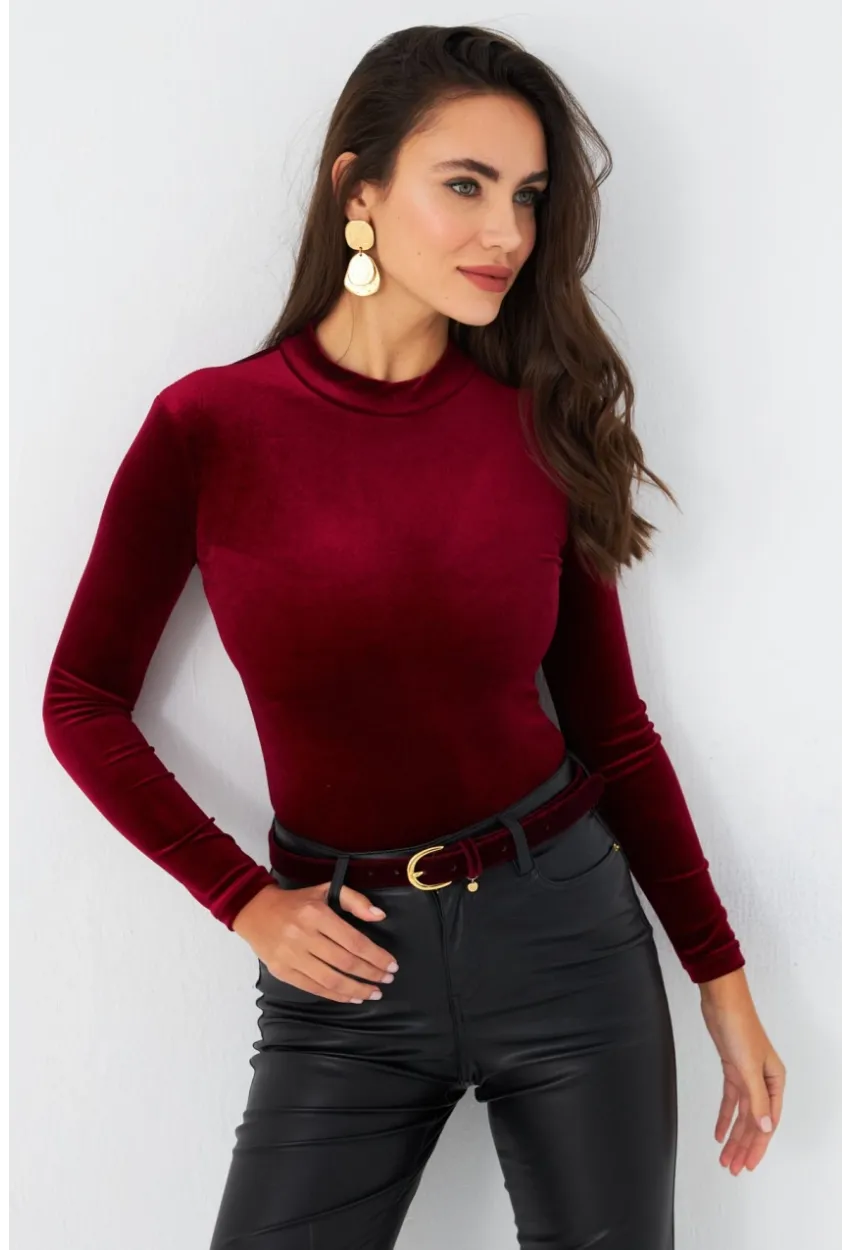 Kadın Bordo Kadife Bluz LPP1240