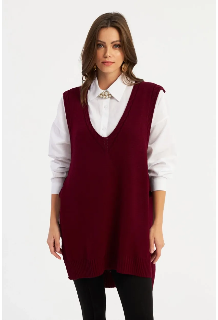 Kadın Bordo Triko Süveter MYV103