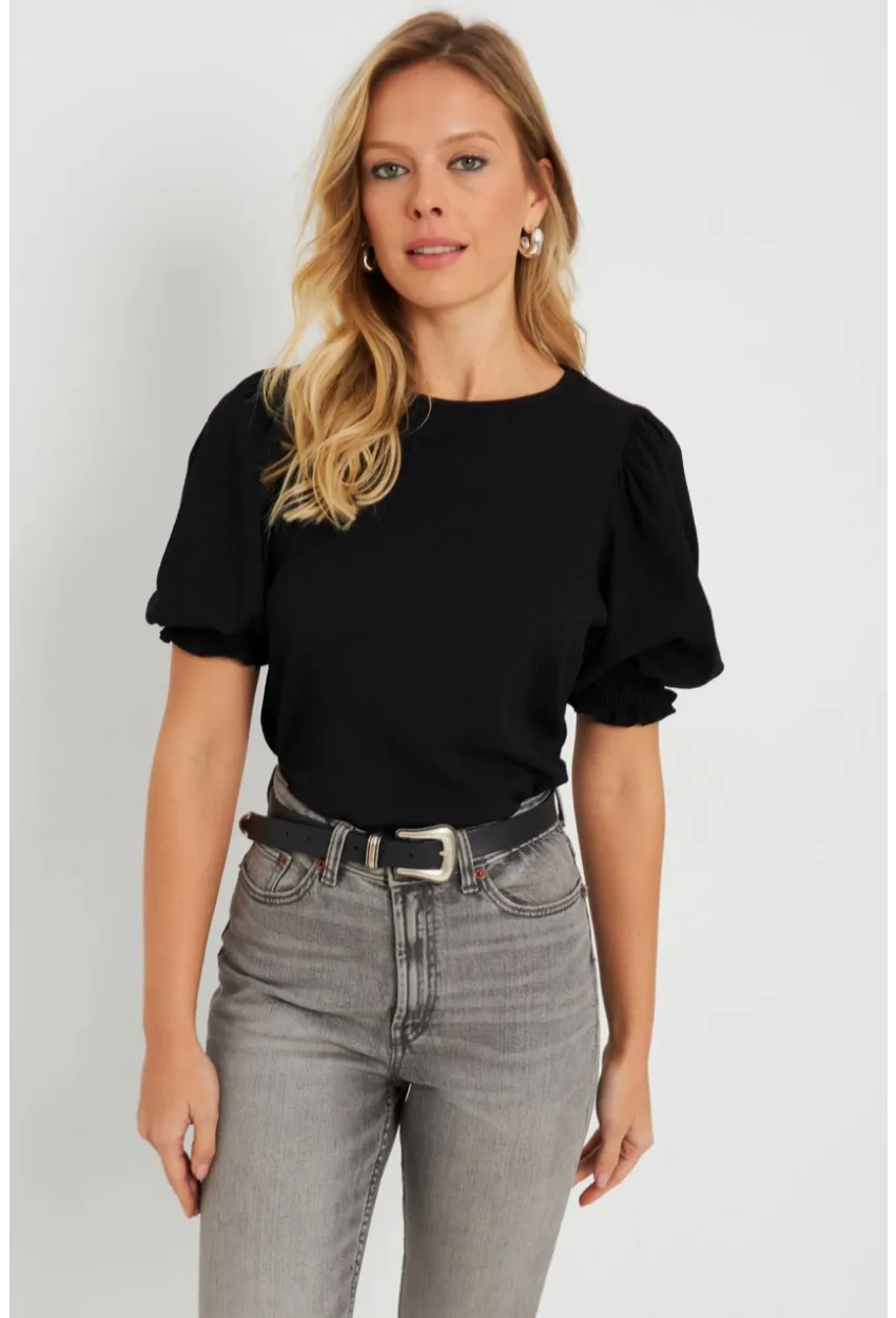Kadın Bürümcük Bluz Siyah AYD285