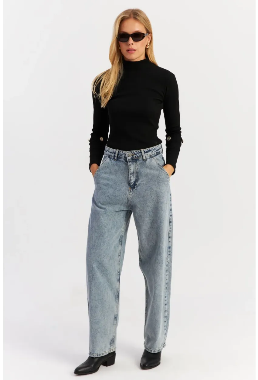 Kadın Buz Mavisi Baggy Pantolon AUR5