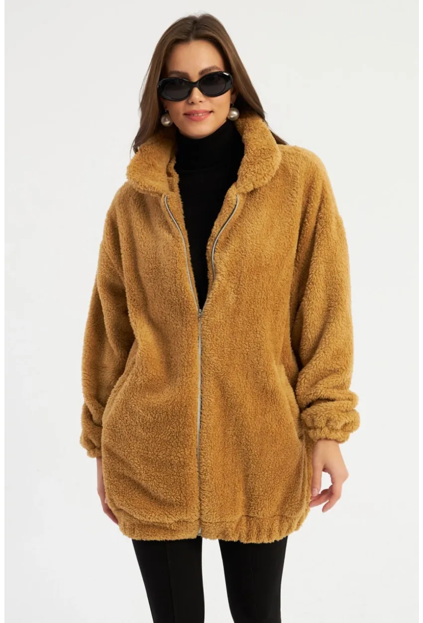 Kadın Camel Peluş Mont MLYT58