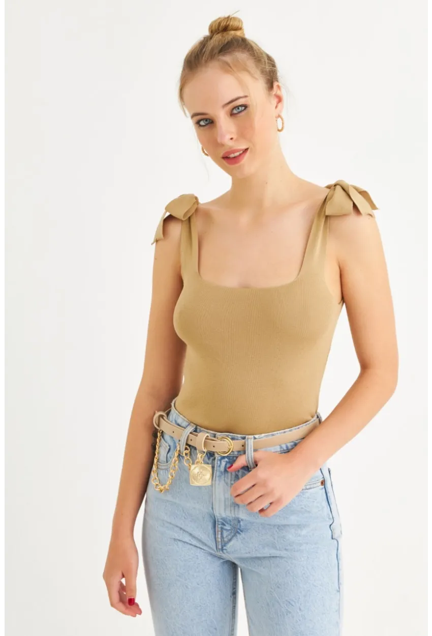 Kadın Camel Triko Bluz YV236