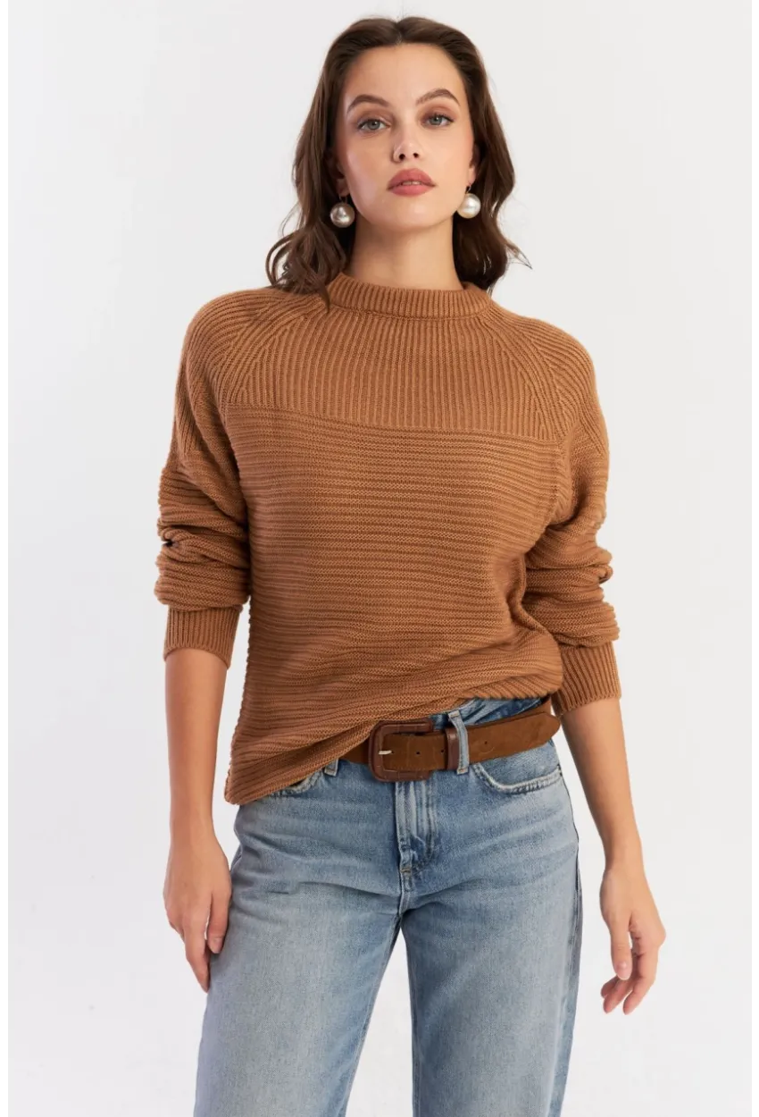 Kadın Camel Triko Kazak NUV39