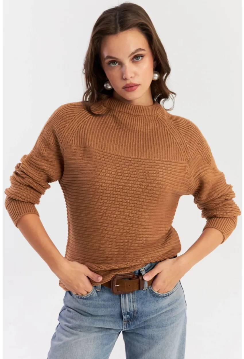 Kadın Camel Triko Kazak NUV39