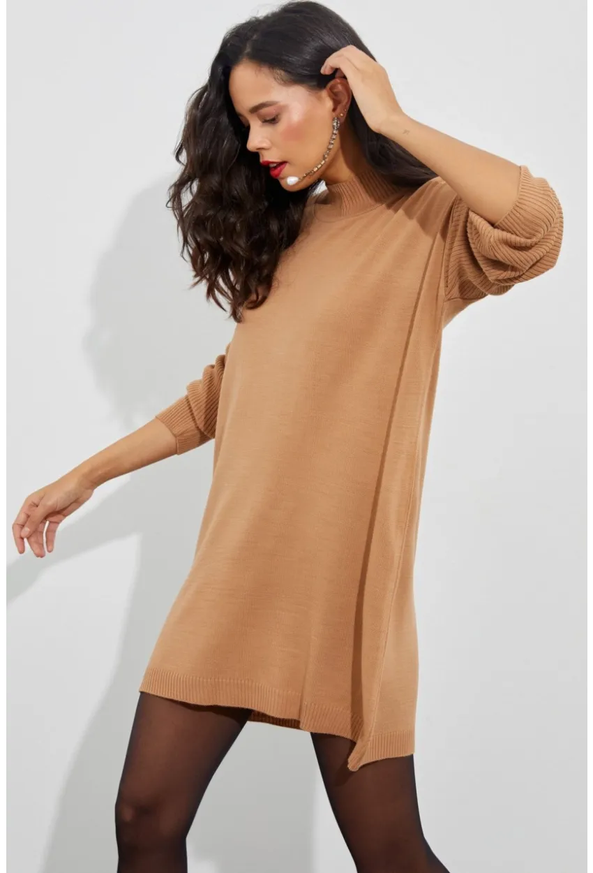 Kadın Camel Triko Tunik YV110