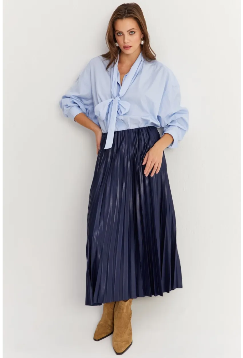 Kadın Eflatun Beli Lastikli Pilise Etek GÇ190