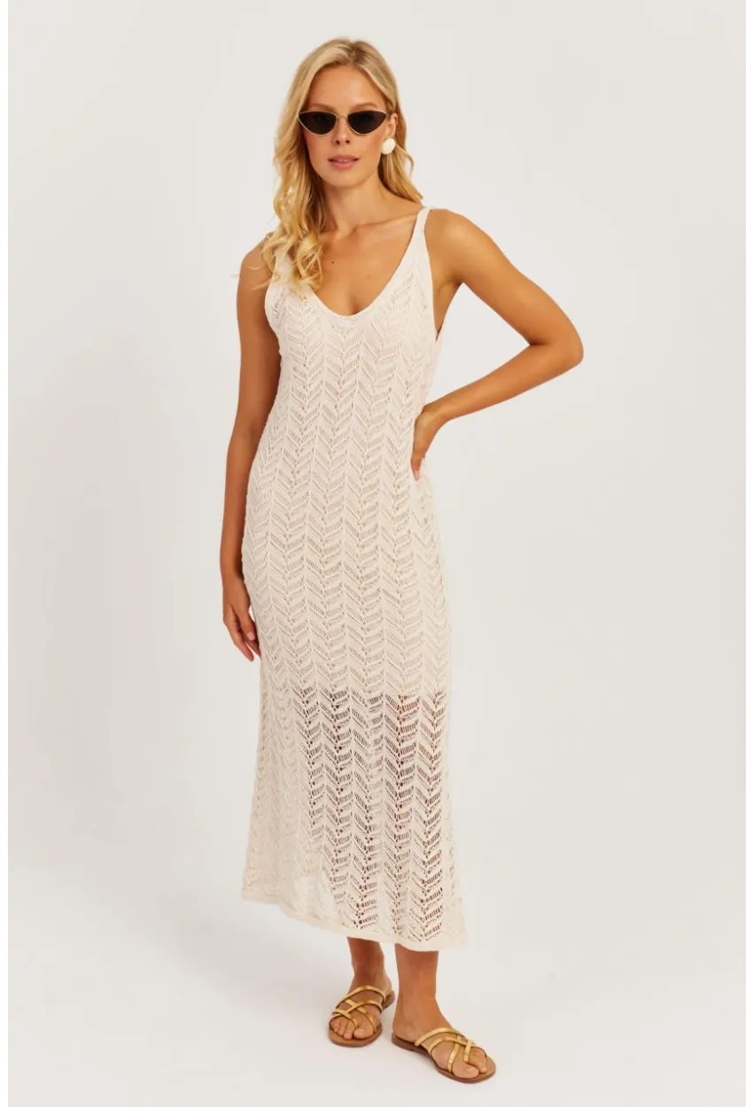 Kadın Ekru Askılı Astarlı Elbise YZ629