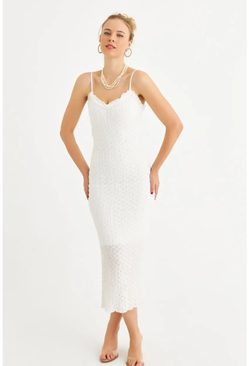 Kadın Ekru Astarlı Dantel Maxi Elbise YEL221662