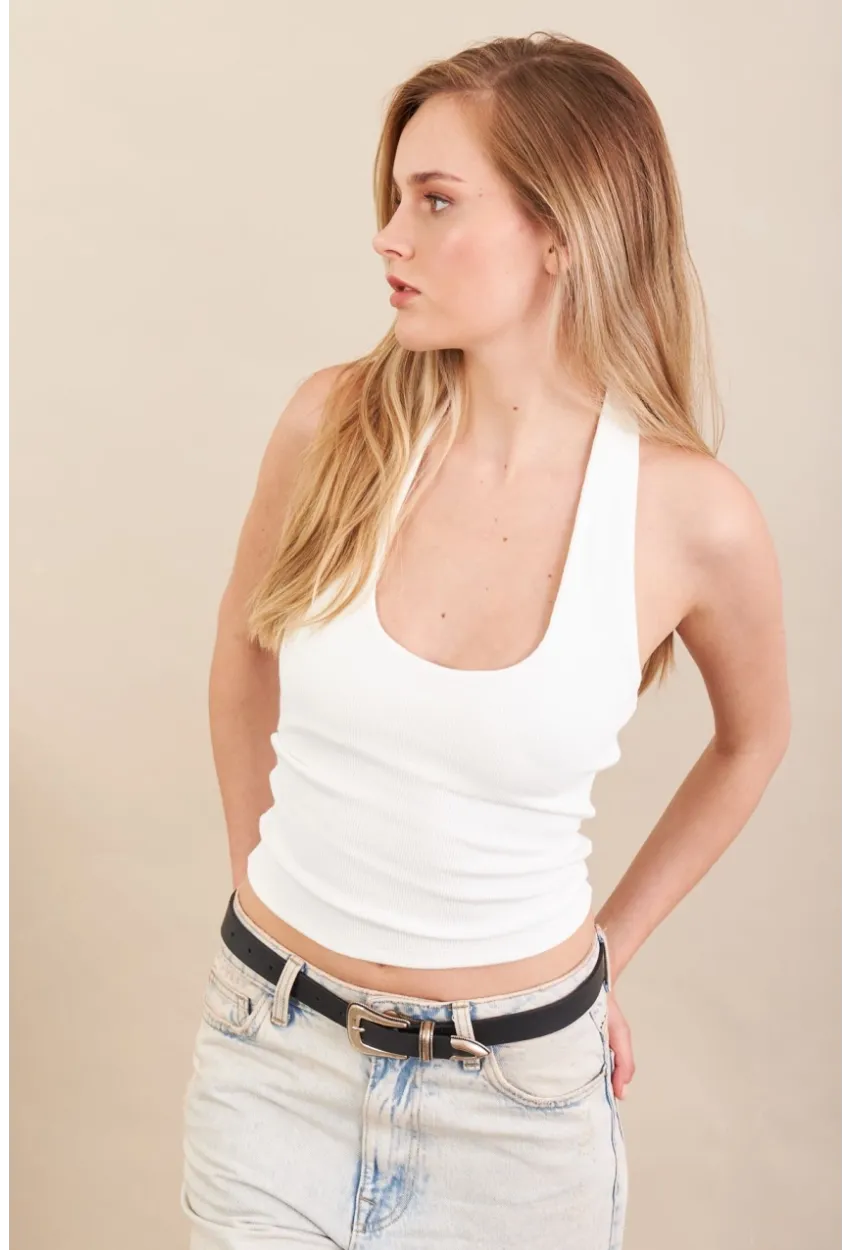 Kadın Ekru Boyun Askılı Bluz ZH171