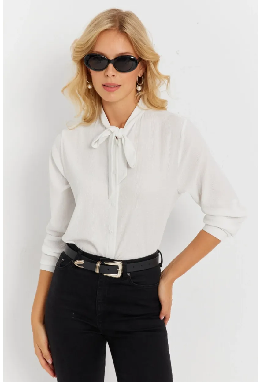 Kadın Ekru Bürümcük Gömlek EY2899