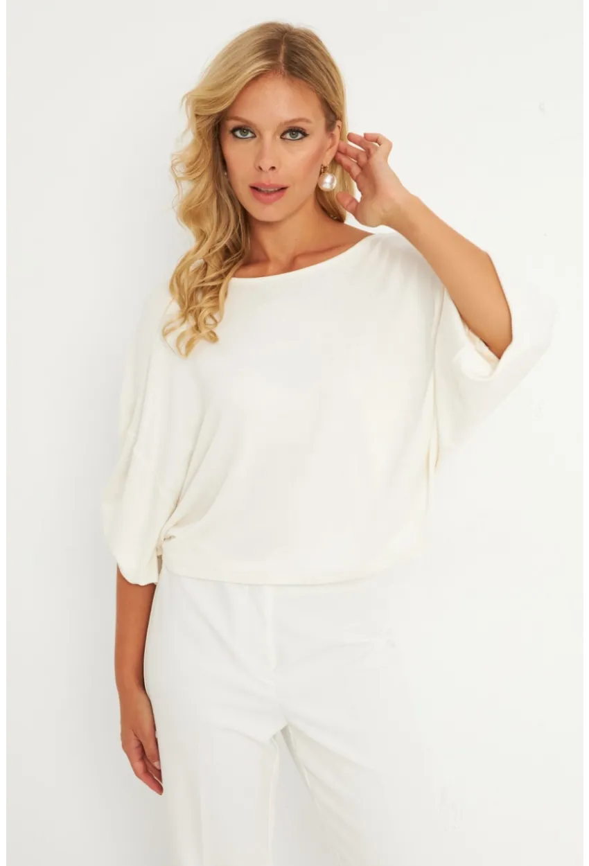 Kadın Ekru Düğüm Detaylı Bluz GÇ176