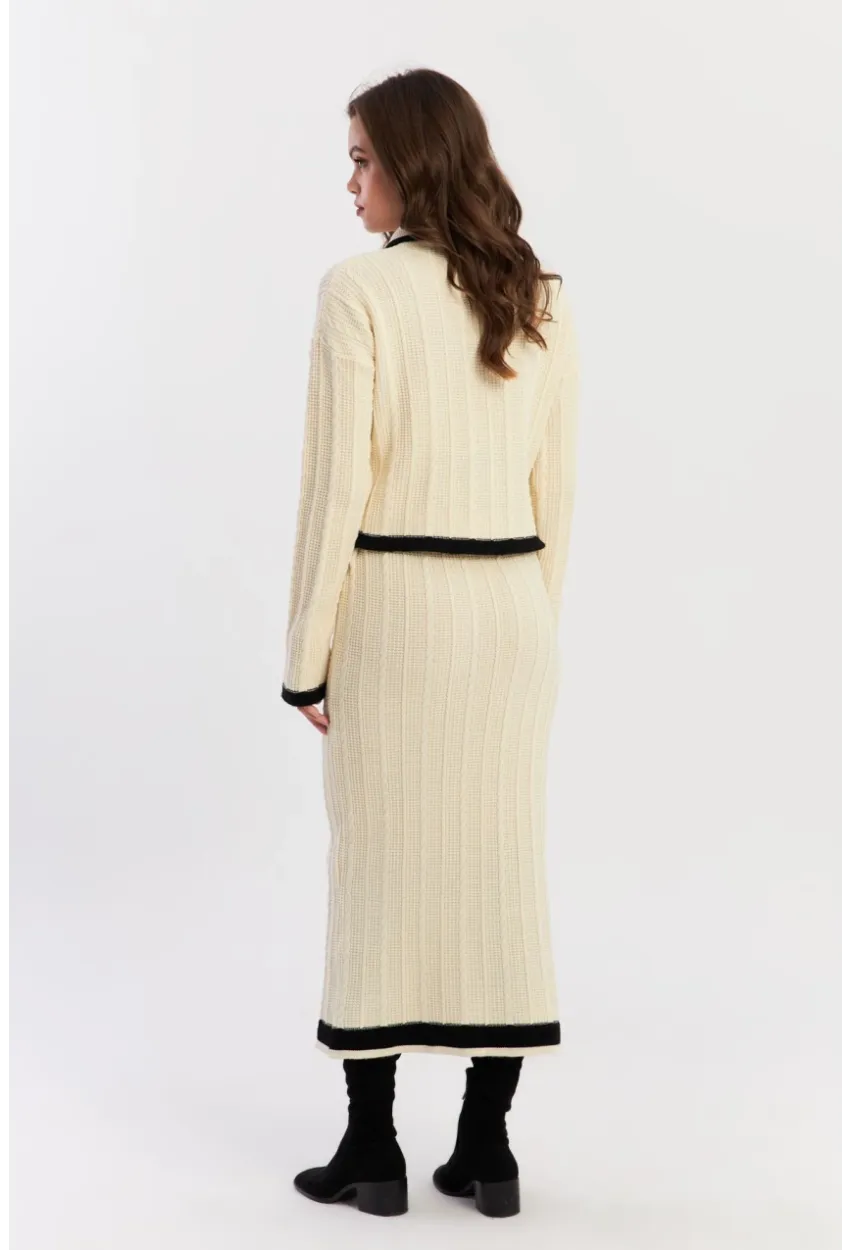 Kadın Ekru İkili Alt Üst Triko Takım NUV34