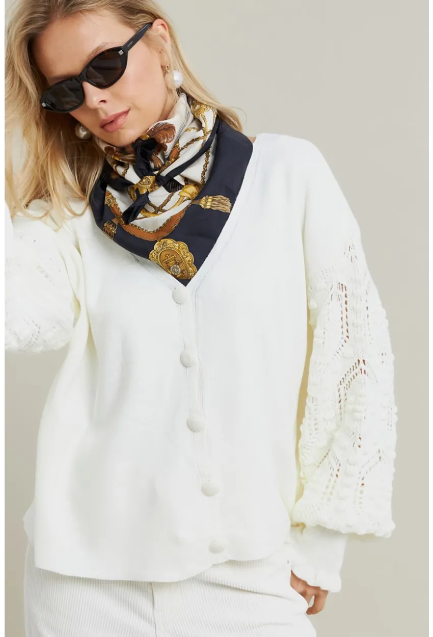 Kadın Ekru Kolları Örme Hırka MSE800