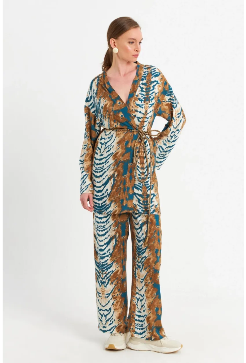 Kadın Ekru-Mavi Alt Üst Takım MGÇ202