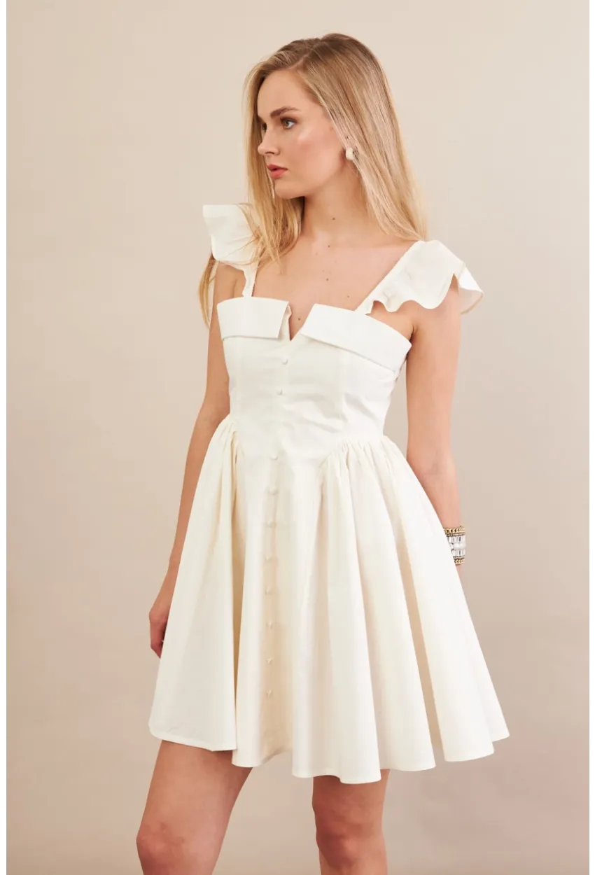 Kadın Ekru Midi Dokuma Elbise PSG1010