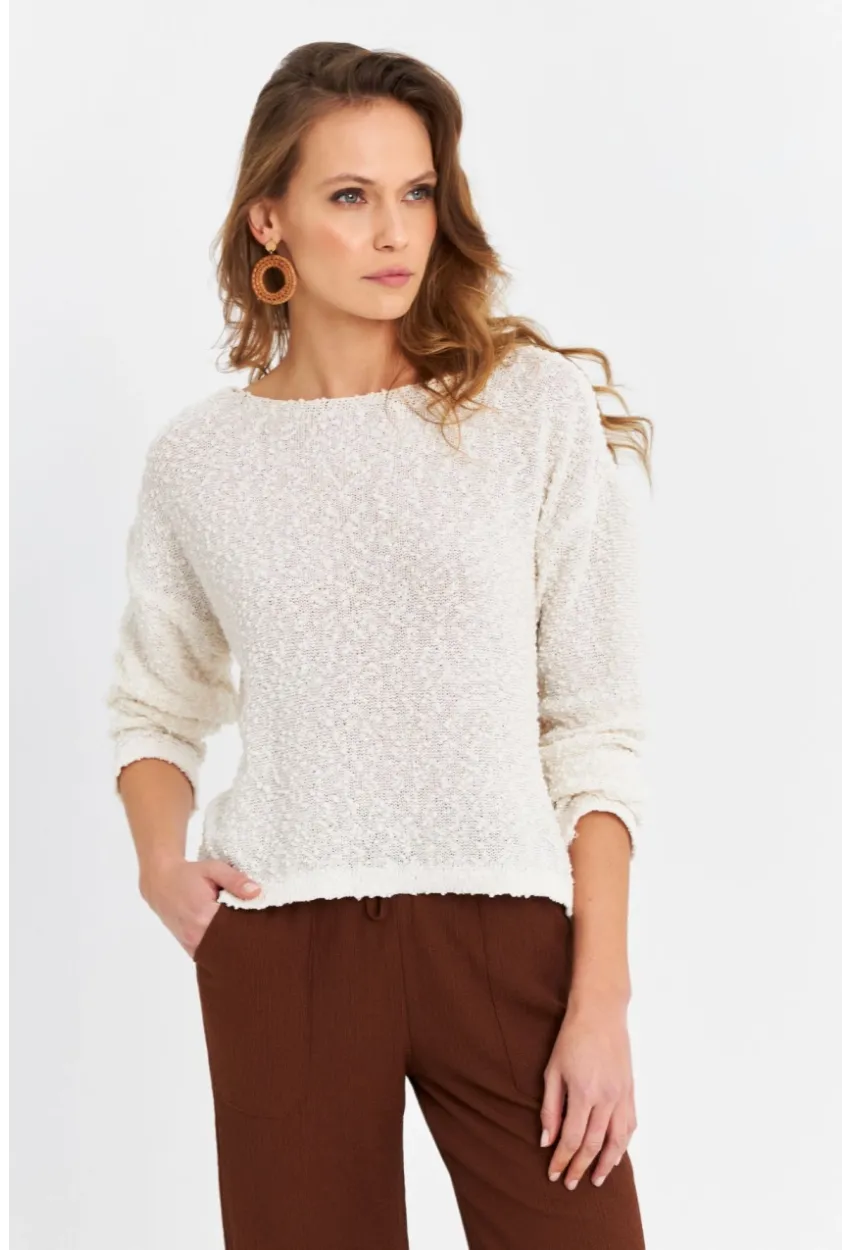 Kadın Ekru Triko Bluz YV322