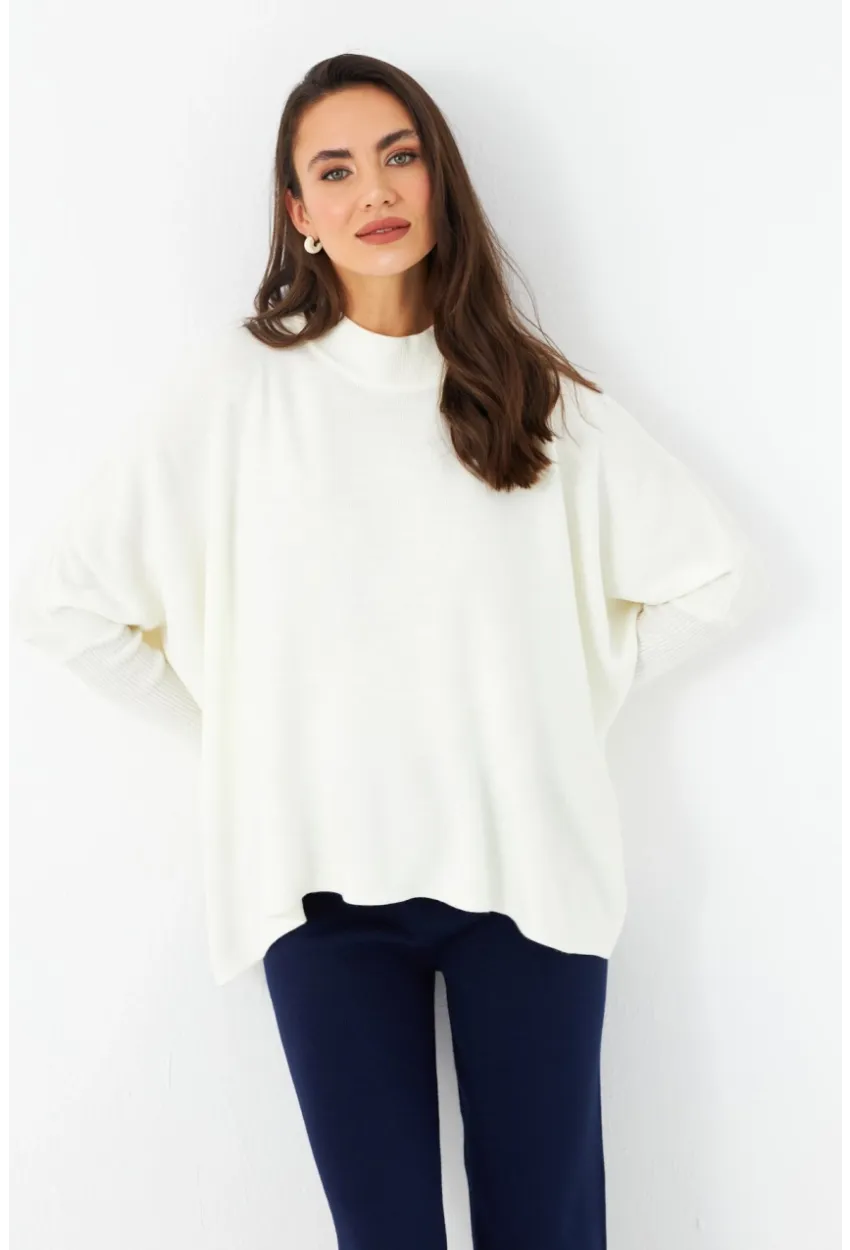 Kadın Ekru Yırtmaçlı Triko Bluz MSMT2262