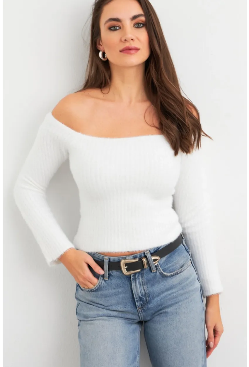Kadın Ekru Yumuşak Dokulu Bluz SE7