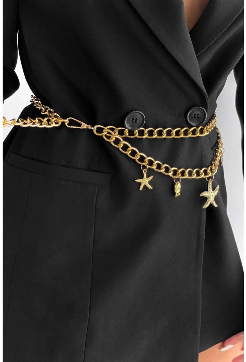 Kadın Gold Rengi Yıldız Zincir Kemer BE653