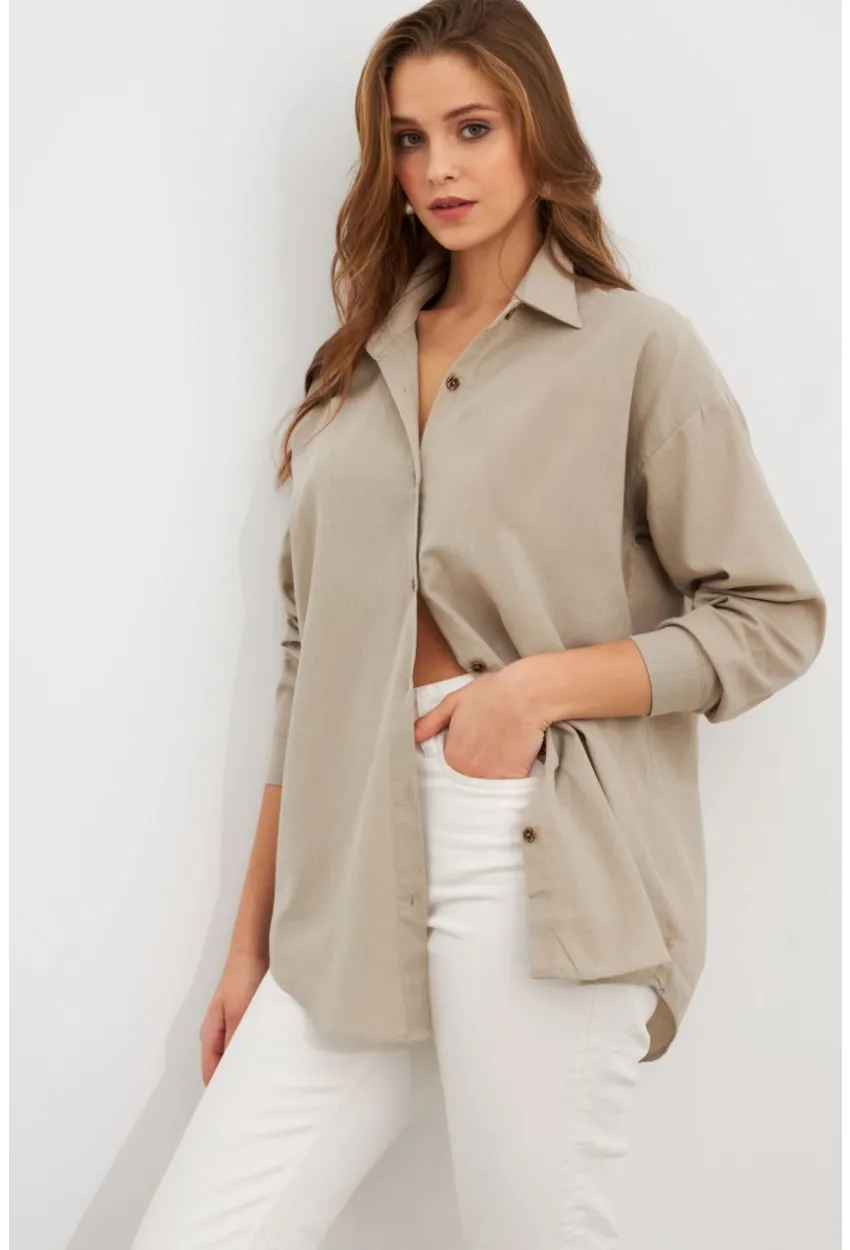 Kadın Gri Gömlek Q1100